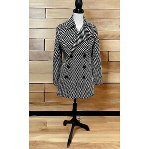 Vertigo Paris Polka Dot Cotton Raincoat Black White Size Small Lined Trench Coat